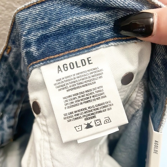 Agolde Fen High Rise Relaxed Taper 100% Cotton Button Fly Jeans - Picture 11 of 12